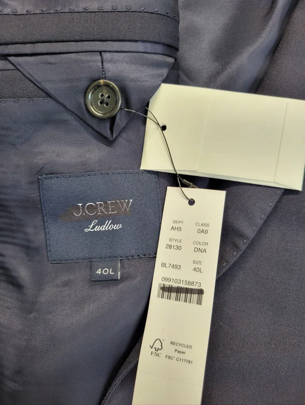 J Crew Ludlow Slim-fit suit jacket in Italian wool Size 40L New! Navy #28130